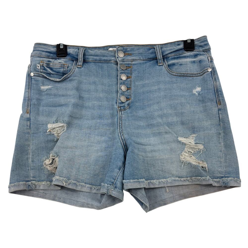 Judy Blue Jean Shorts XL Button Fly Cut Off Light Wash High Rise Stretch Denim